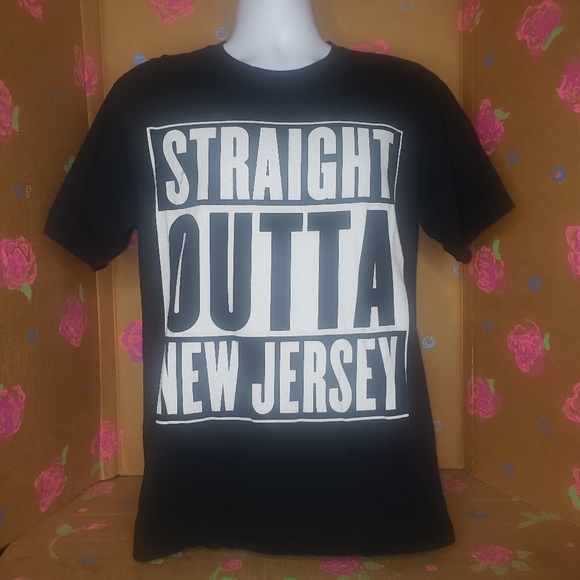 STRAIGHT OUTTA NEW JERSEY BLACK T SHIRT SIZE L - Picture 3 of 8